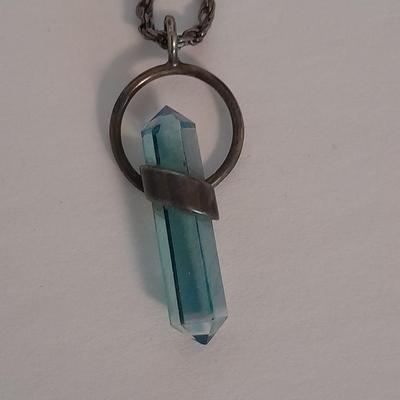 Stunning blue Stone pendant "Healing necklace" with marked .925 Italy chain.