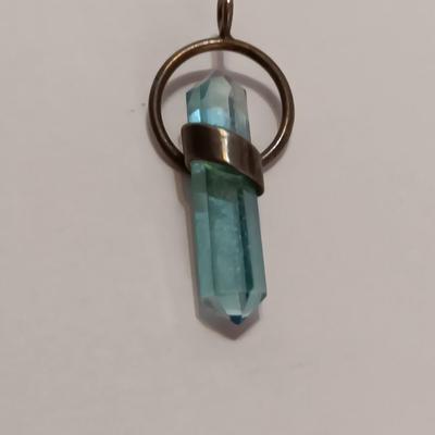Stunning blue Stone pendant "Healing necklace" with marked .925 Italy chain.
