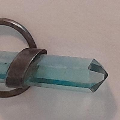 Stunning blue Stone pendant "Healing necklace" with marked .925 Italy chain.