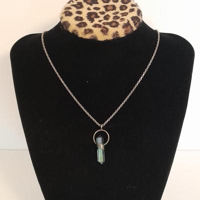 Stunning blue Stone pendant "Healing necklace" with marked .925 Italy chain.