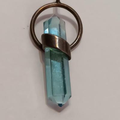 Stunning blue Stone pendant "Healing necklace" with marked .925 Italy chain.
