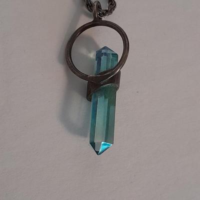 Stunning blue Stone pendant "Healing necklace" with marked .925 Italy chain.