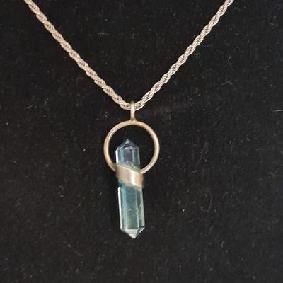 Stunning blue Stone pendant "Healing necklace" with marked .925 Italy chain.