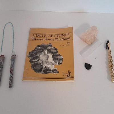 Healing stones, rose quartz, satin spar / selenite and Circle of stones Woman's journey to herself and more