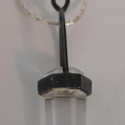 Clear raw point Quartz crystal Talisman pendant on marked India 925 Chain