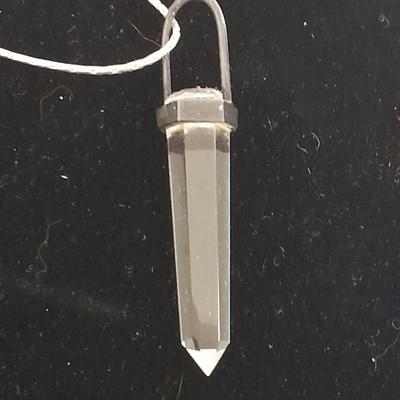 Clear raw point Quartz crystal Talisman pendant on marked India 925 Chain