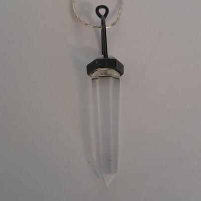 Clear raw point Quartz crystal Talisman pendant on marked India 925 Chain