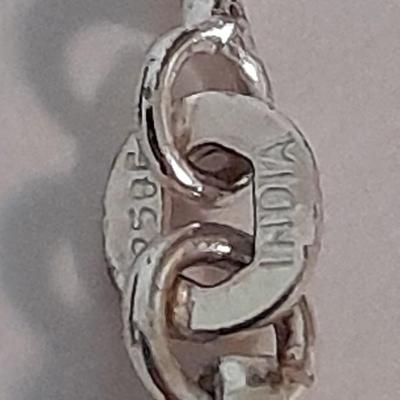 Clear raw point Quartz crystal Talisman pendant on marked India 925 Chain