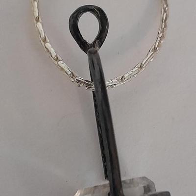 Clear raw point Quartz crystal Talisman pendant on marked India 925 Chain