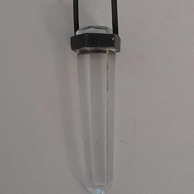 Clear raw point Quartz crystal Talisman pendant on marked India 925 Chain
