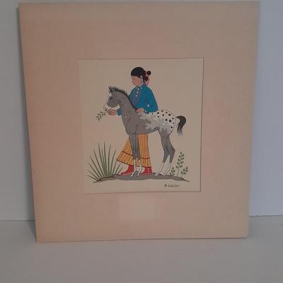 Matted Harrison Begay (1917-2012) Girl & Pony Silkscreen replica