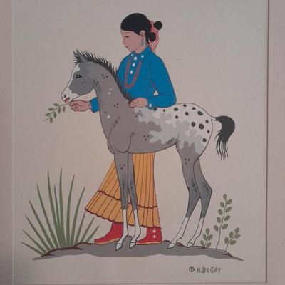 Matted Harrison Begay (1917-2012) Girl & Pony Silkscreen replica