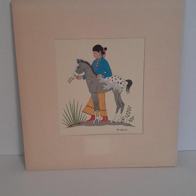 Matted Harrison Begay (1917-2012) Girl & Pony Silkscreen replica