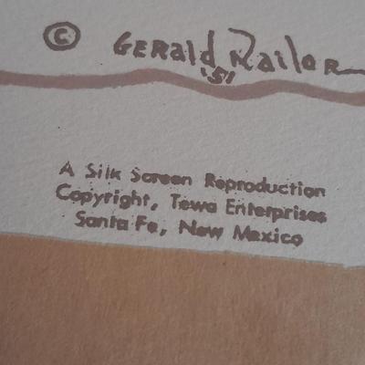 Vintage Gerald Nailor Navajo Artist Silkscreen Bear Cubs Playing Silkscreen Replica