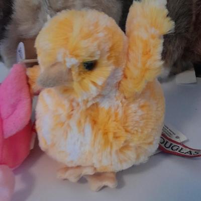 Collection of Plush birds, Chicken & baby, flamingo, owls, hawk and eagle