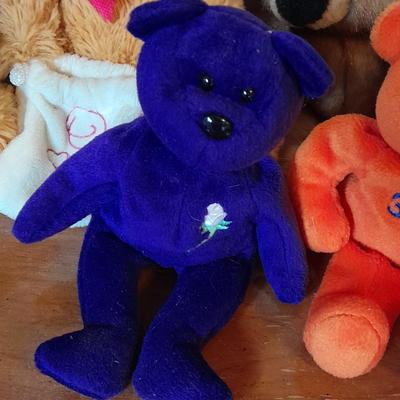 Collection of plush teddy bears TY, Barbie and others