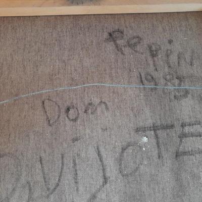 Original oil artwork Don Quixote Sancho Panza oil by Pepin 1985