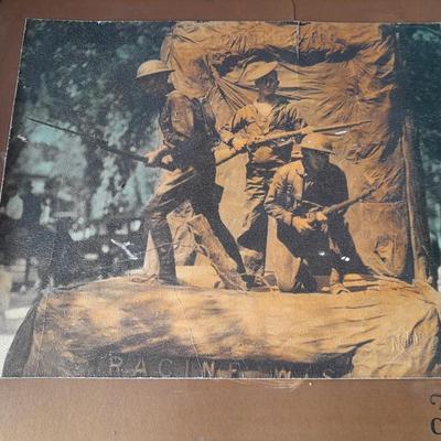 Antique framed military picture - gift from the members of the bronze float Racine post No, 76 American Legion