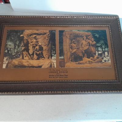Antique framed military picture - gift from the members of the bronze float Racine post No, 76 American Legion