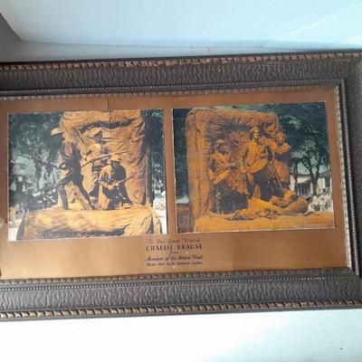 Antique framed military picture - gift from the members of the bronze float Racine post No, 76 American Legion