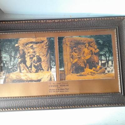 Antique framed military picture - gift from the members of the bronze float Racine post No, 76 American Legion