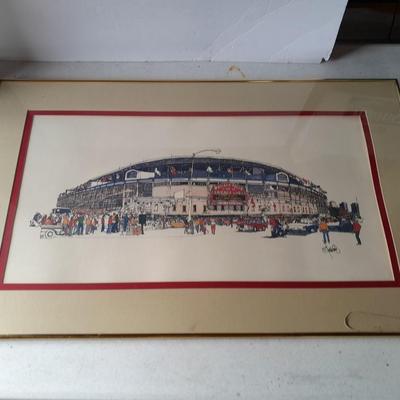 Large framed and signed Mile high Stadium artwork
