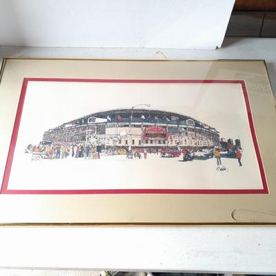 Large framed and signed Mile high Stadium artwork
