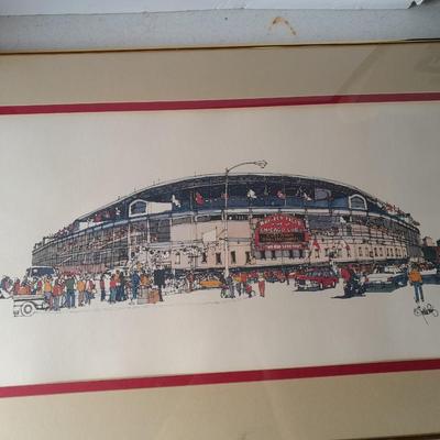 Large framed and signed Mile high Stadium artwork