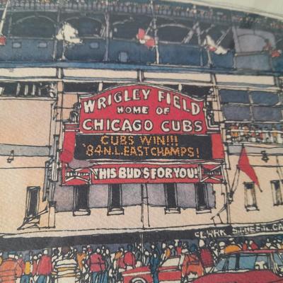 Large framed and signed Mile high Stadium artwork