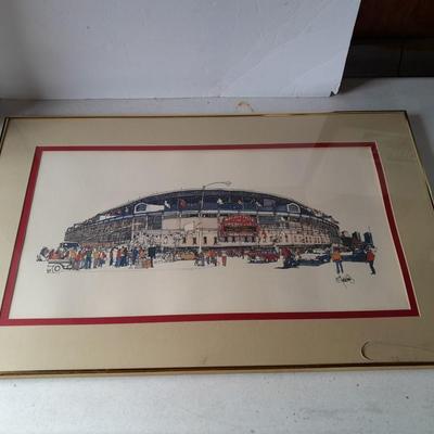 Large framed and signed Mile high Stadium artwork