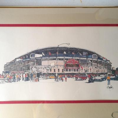Large framed and signed Mile high Stadium artwork