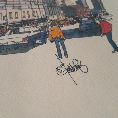 Large framed and signed Mile high Stadium artwork