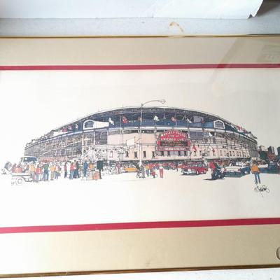 Large framed and signed Mile high Stadium artwork