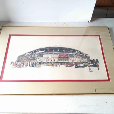Large framed and signed Mile high Stadium artwork