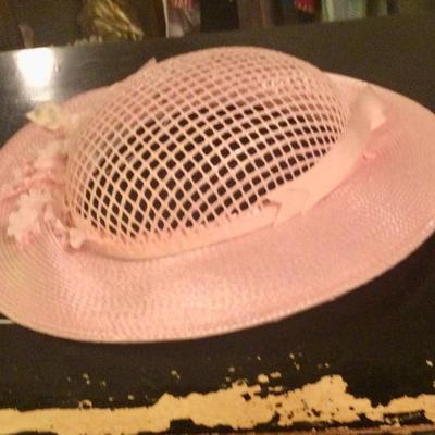 Pink mesh ladyâ€™s hat new old stock