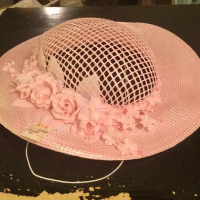 Pink mesh ladyâ€™s hat new old stock