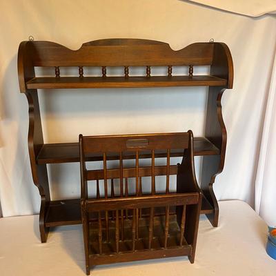 Wooden Magazine Rack & Two Display Shelf (LR-MG)