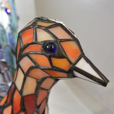 Stained Glass Peacock Lamp, Missing Crest