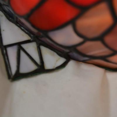 Stained Glass Peacock Lamp, Missing Crest