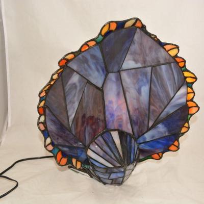 Stained Glass Peacock Lamp, Missing Crest