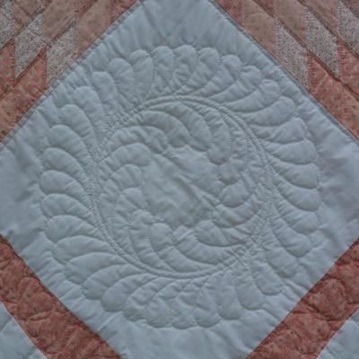 Unique Vintage Pink & White Lone Star Quilt