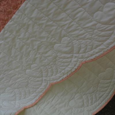 Unique Vintage Pink & White Lone Star Quilt