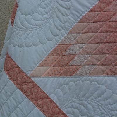 Unique Vintage Pink & White Lone Star Quilt