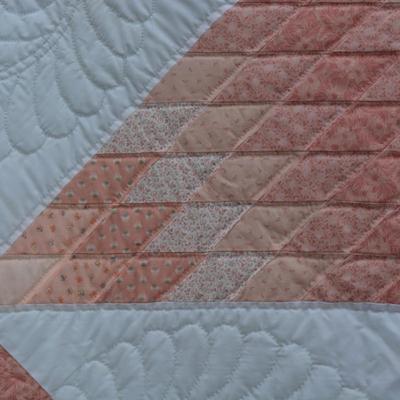 Unique Vintage Pink & White Lone Star Quilt