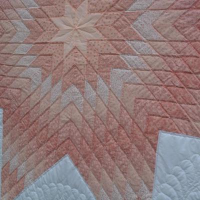 Unique Vintage Pink & White Lone Star Quilt