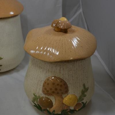 Vintage ARNELS Cottagecore Mushroom Canisters with Creamer & Sugar Bowl