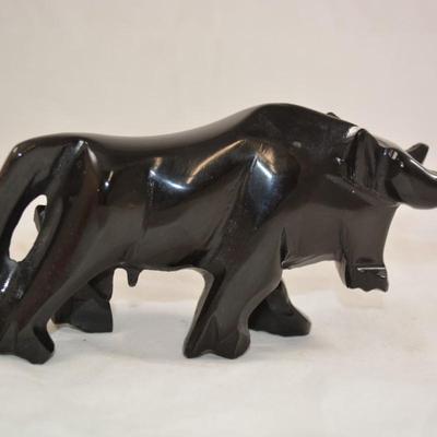 Black Agate Bull Carving 6.25"