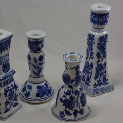 Lot of 4 Delft Candle Sticks