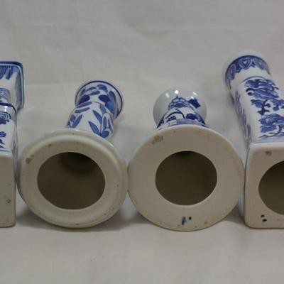 Lot of 4 Delft Candle Sticks