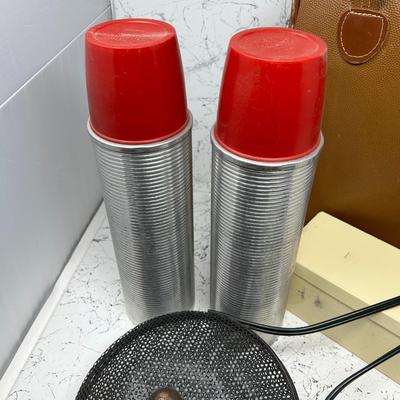Vintage Thermos + Cracker Box Set and Fire Basket